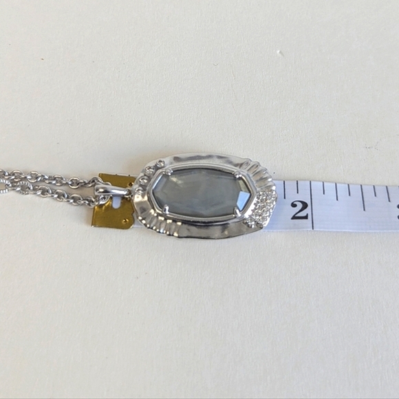 Kendra Scott Anna Gray Apatite Pendant Long Chain Necklace Cubic Zirconia Accent - Picture 9 of 11